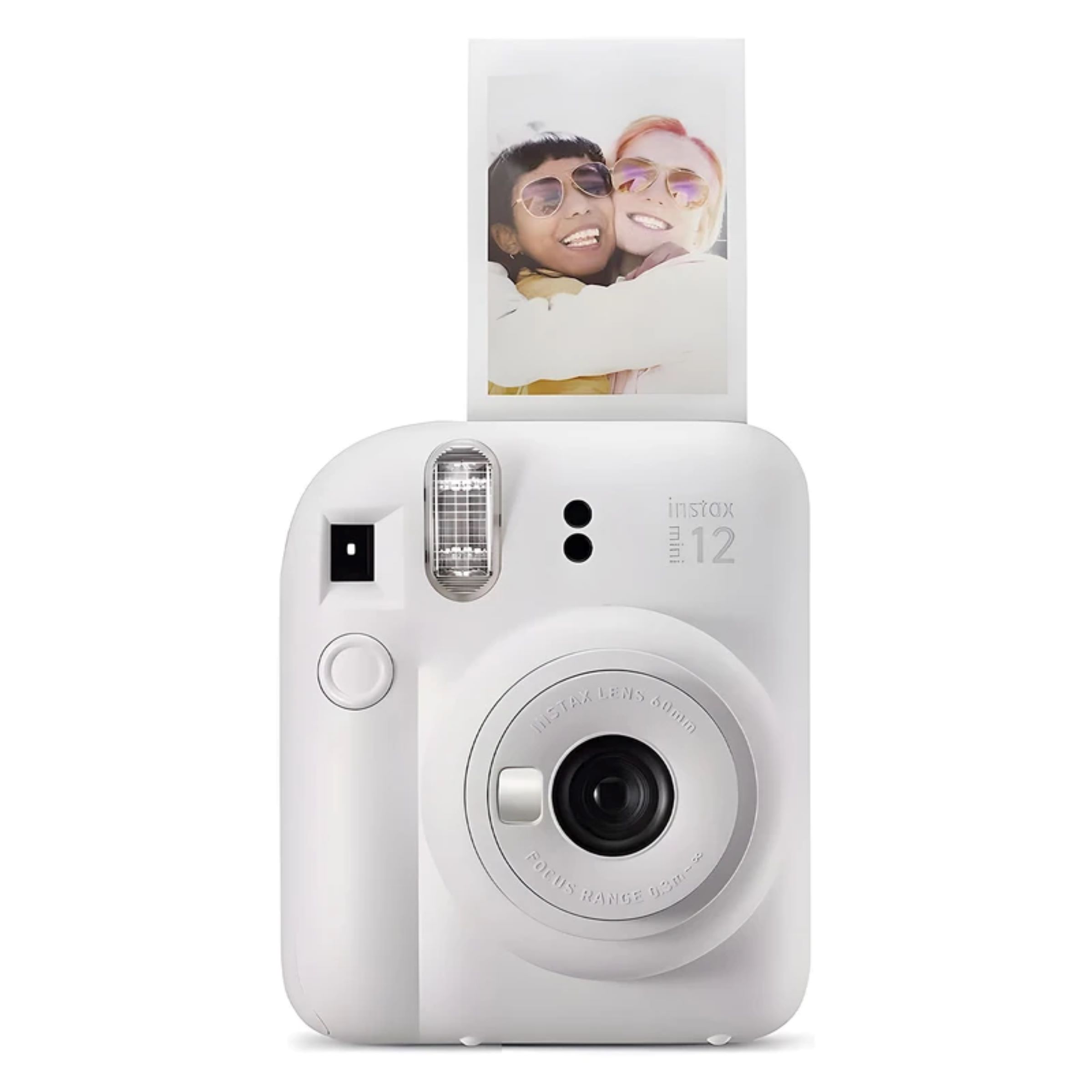 دوربین چاپ سریع فوجی فیلم مدل Instax Mini 12، همراه با لنز 60 میلیمتری با بیشترین گشودگی دیافراگم f/12.7